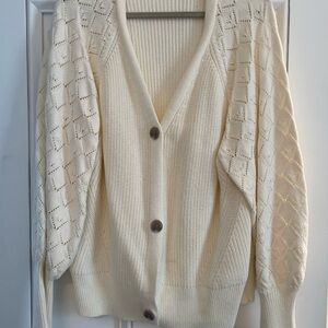 The Drop, Elegant Cream Women's Cardigan